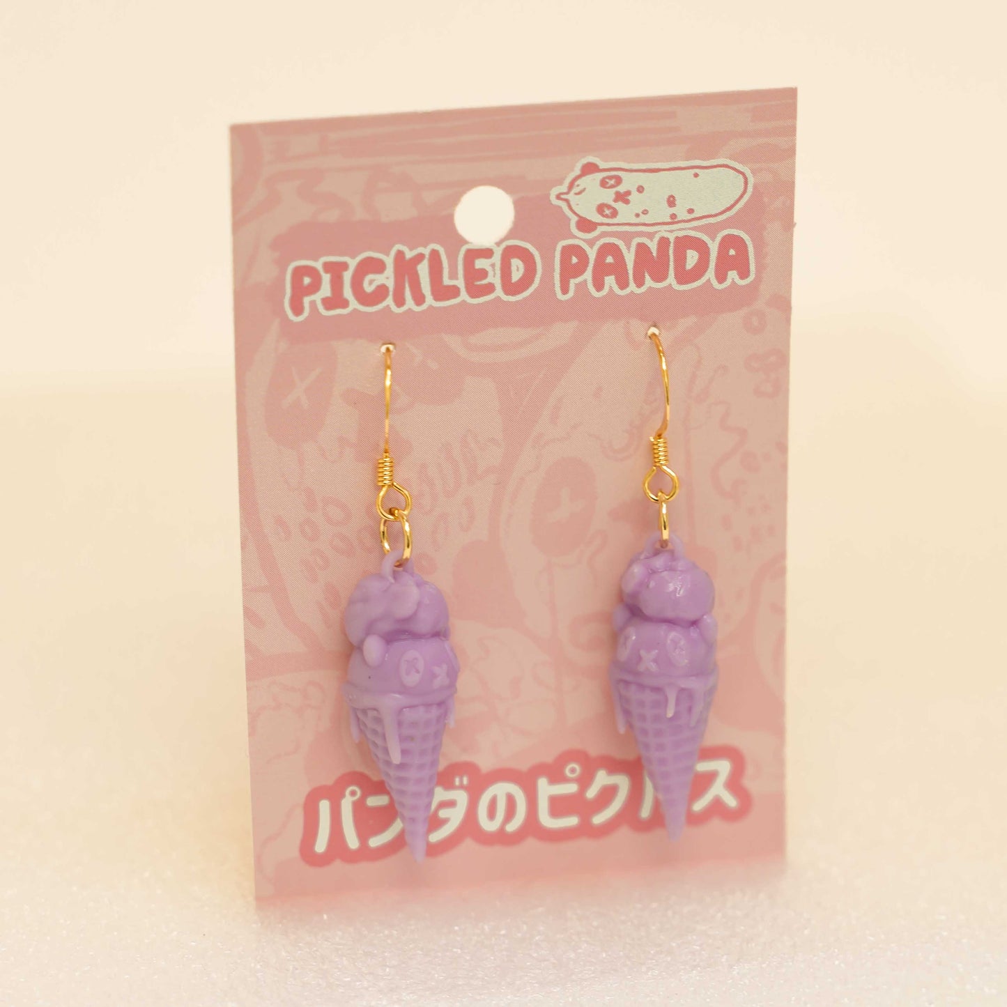 Pink Resin Panda Ice Cream Earrings