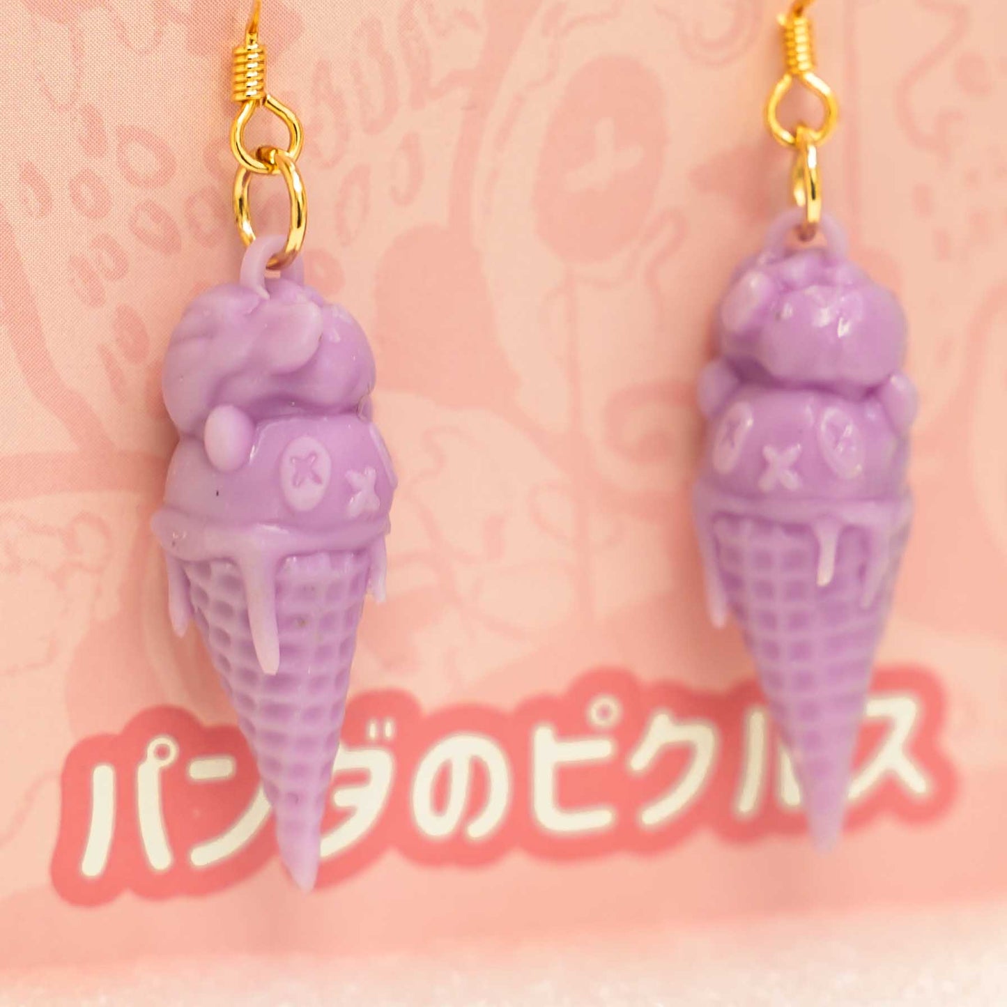 Pink Resin Panda Ice Cream Earrings