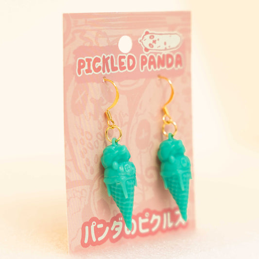 Teal Resin Panda Ice Cream Earrings