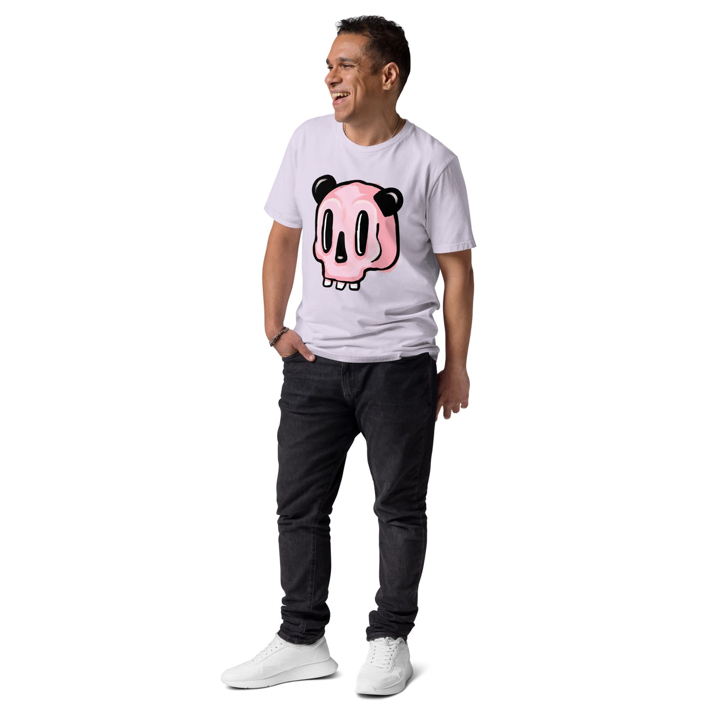 Pink PandaSkull Organic T-shirt