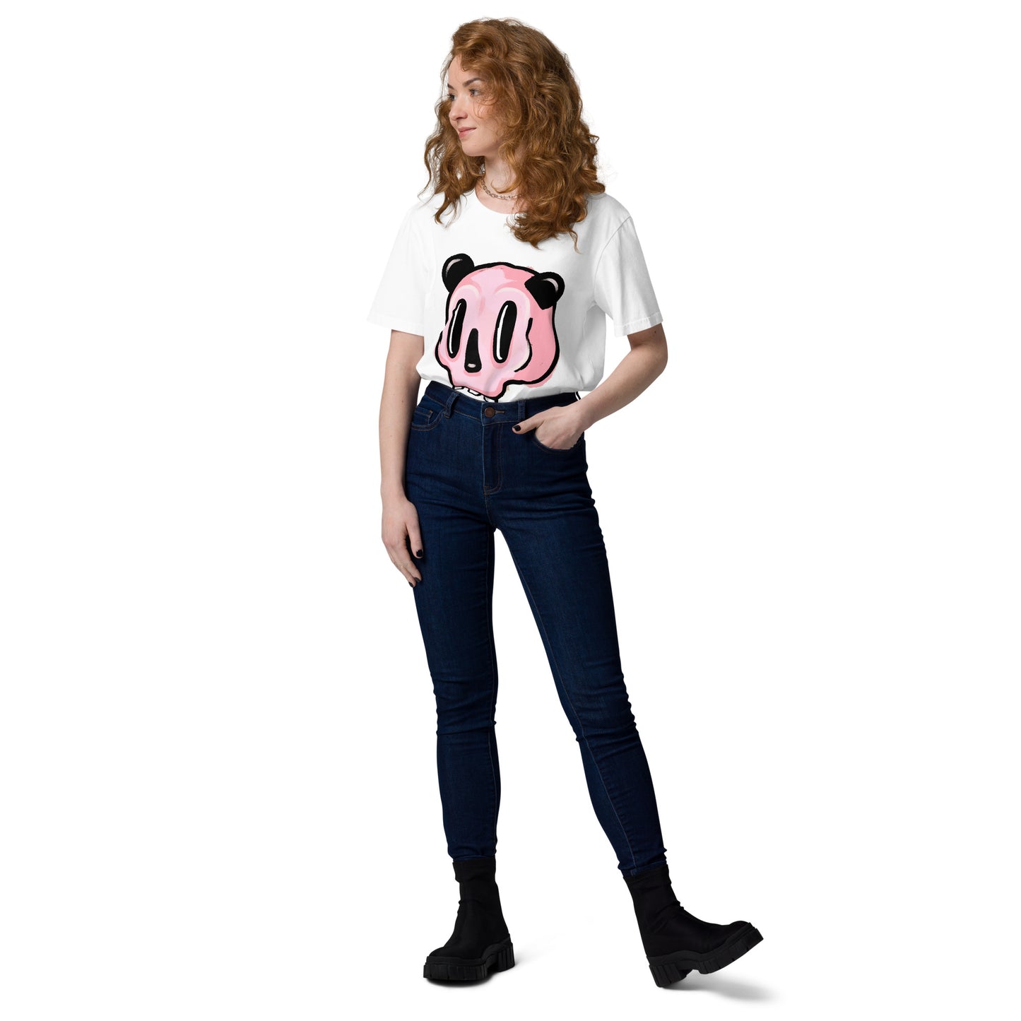 Pink PandaSkull Organic T-shirt