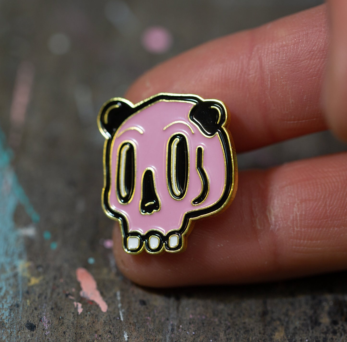 Pink PandaSkull Enamel Pin