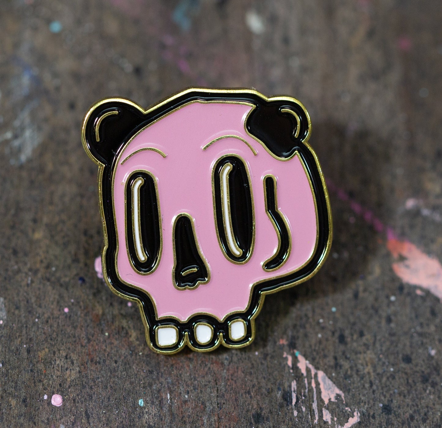 Pink PandaSkull Enamel Pin