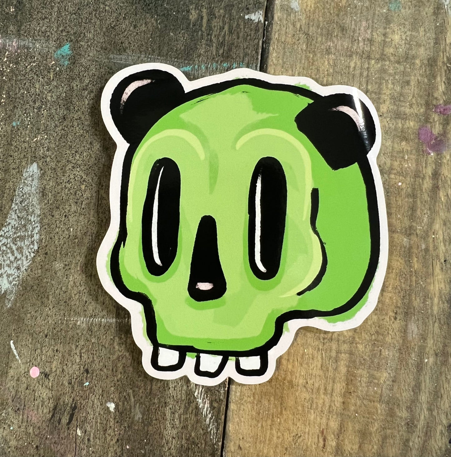 Green Panda Skull sticker
