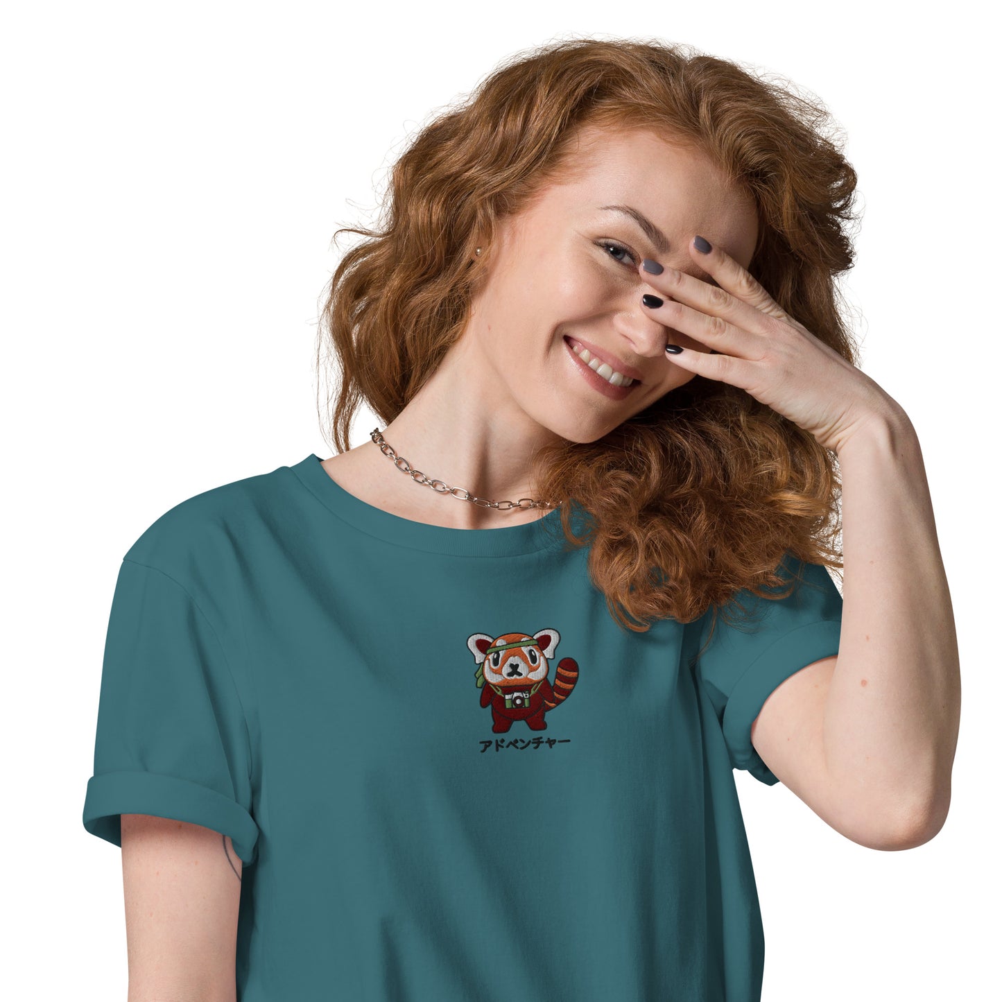 Red Panda Adventure Embroidered Organic T-Shirt